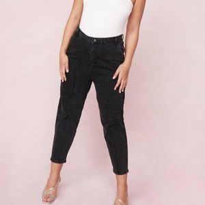 nasty gal plus size "put a crop to it" seam detail jeans